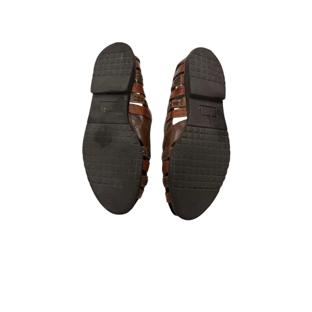 Men's Stacy Adams Outdoors‎ Woven Leather Fisherman Sandals Brown Buckle Shoe 11